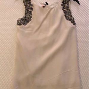 Topshop off white beaded sleeveless top with open back